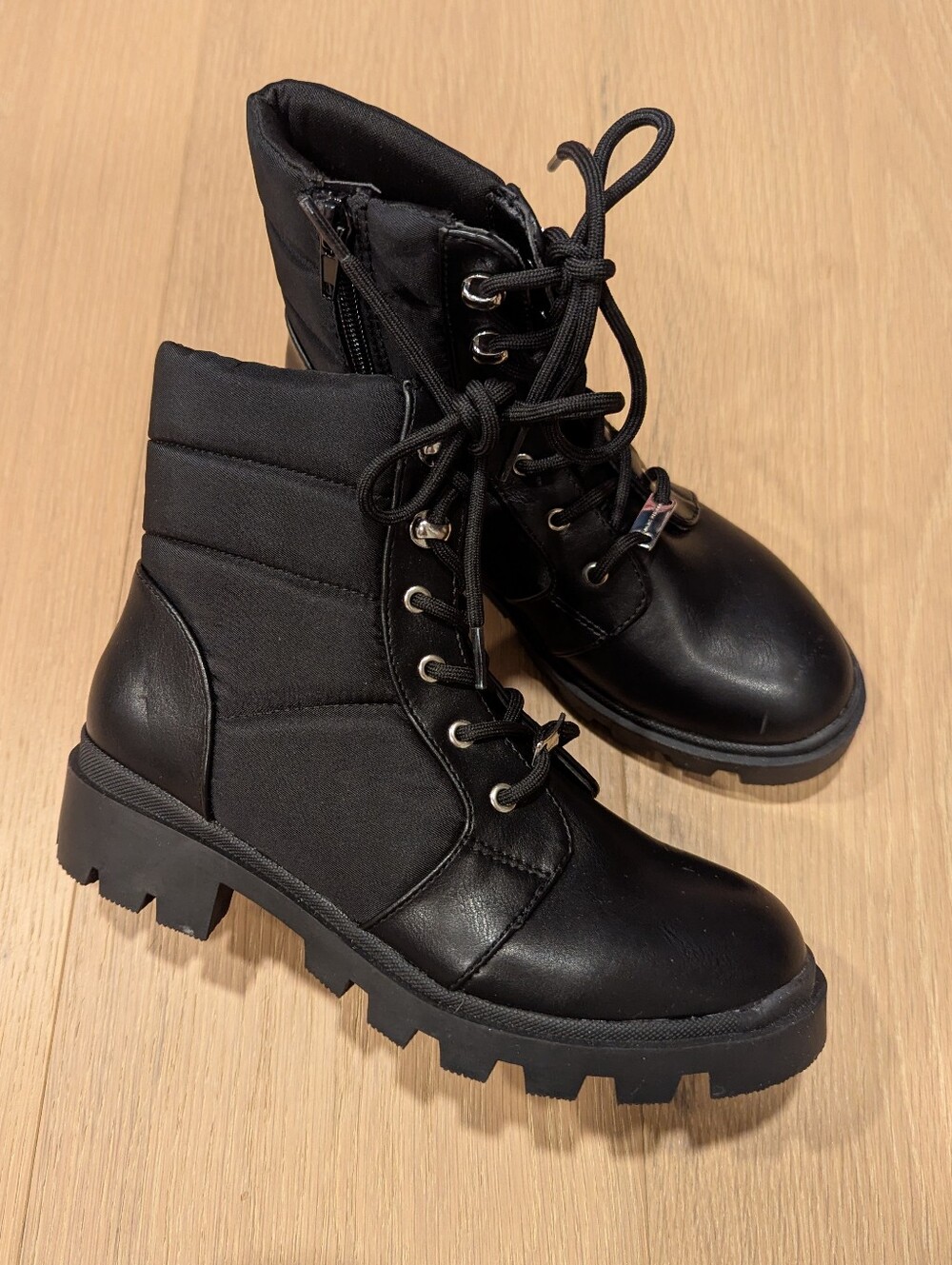 Black Lace-Up Combat Boots